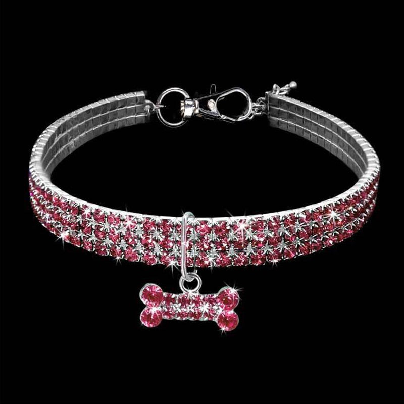 Bling Crystal Dog Collar Diamond Puppy Pet Shiny Full Rhinestone Necklace Collar Collars For Pet Little Dogs Supplies S/M/L - Alvorro