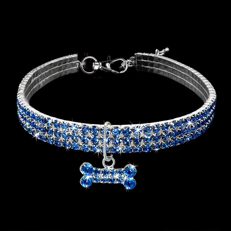 Bling Crystal Dog Collar Diamond Puppy Pet Shiny Full Rhinestone Necklace Collar Collars For Pet Little Dogs Supplies S/M/L - Alvorro