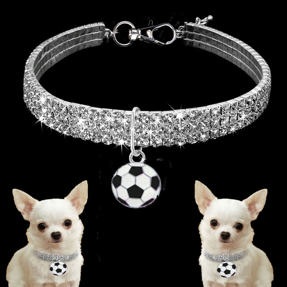 Bling Crystal Dog Collar Diamond Puppy Pet Shiny Full Rhinestone Necklace Collar Collars For Pet Little Dogs Supplies S/M/L - Alvorro