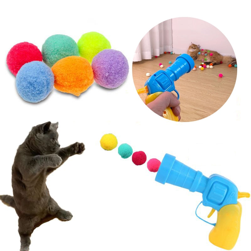Cat Plush Silent Ball Gun Interactive Toy - Alvorro