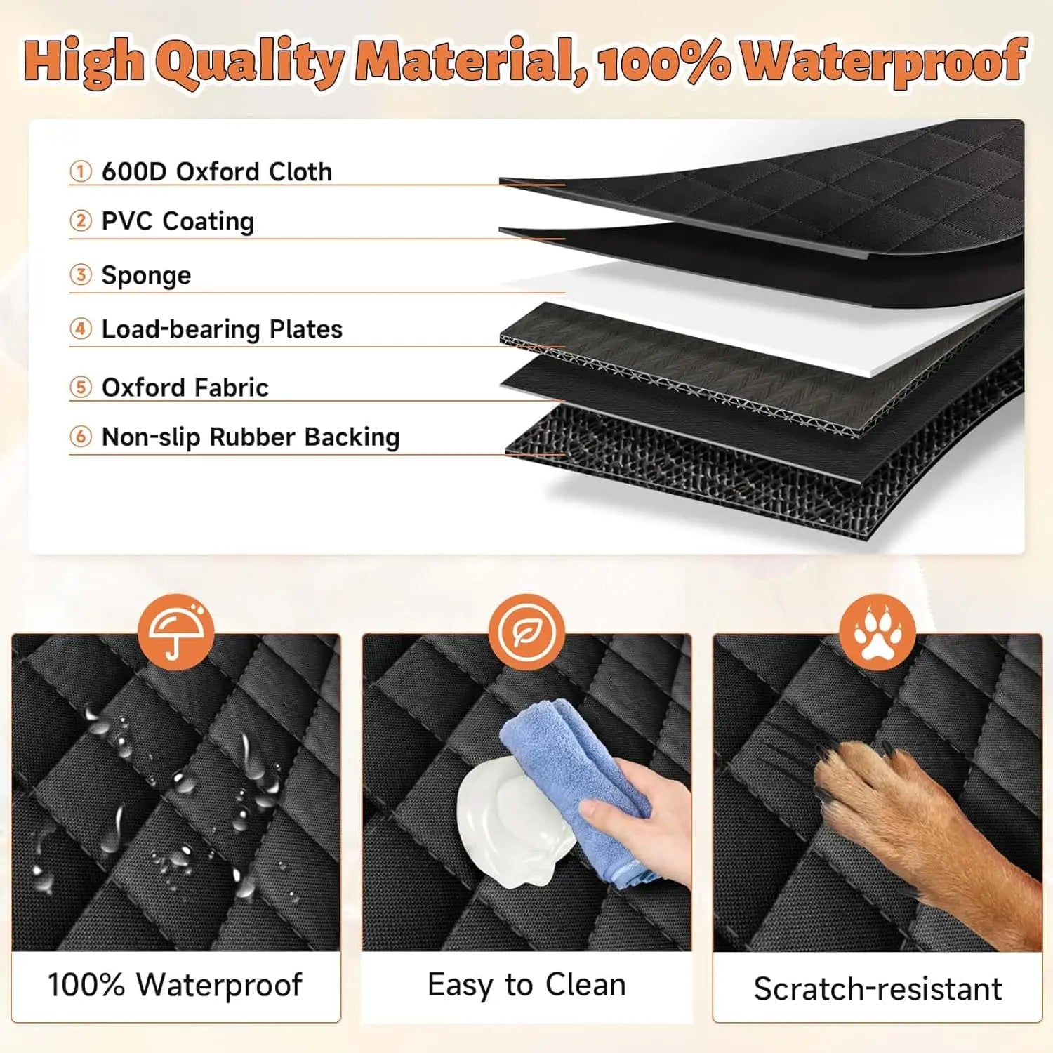 Hard Bottom Dog Car Seat Cover - Alvorro